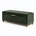 Coffre-banc de rangement 120 x 45 x 48 cm en tissu effet velours vert style contemporain