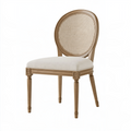 Chaise de salle à manger 50 x 55 x 98 cm en bois beige avec cannage et assise rembourrée style classique