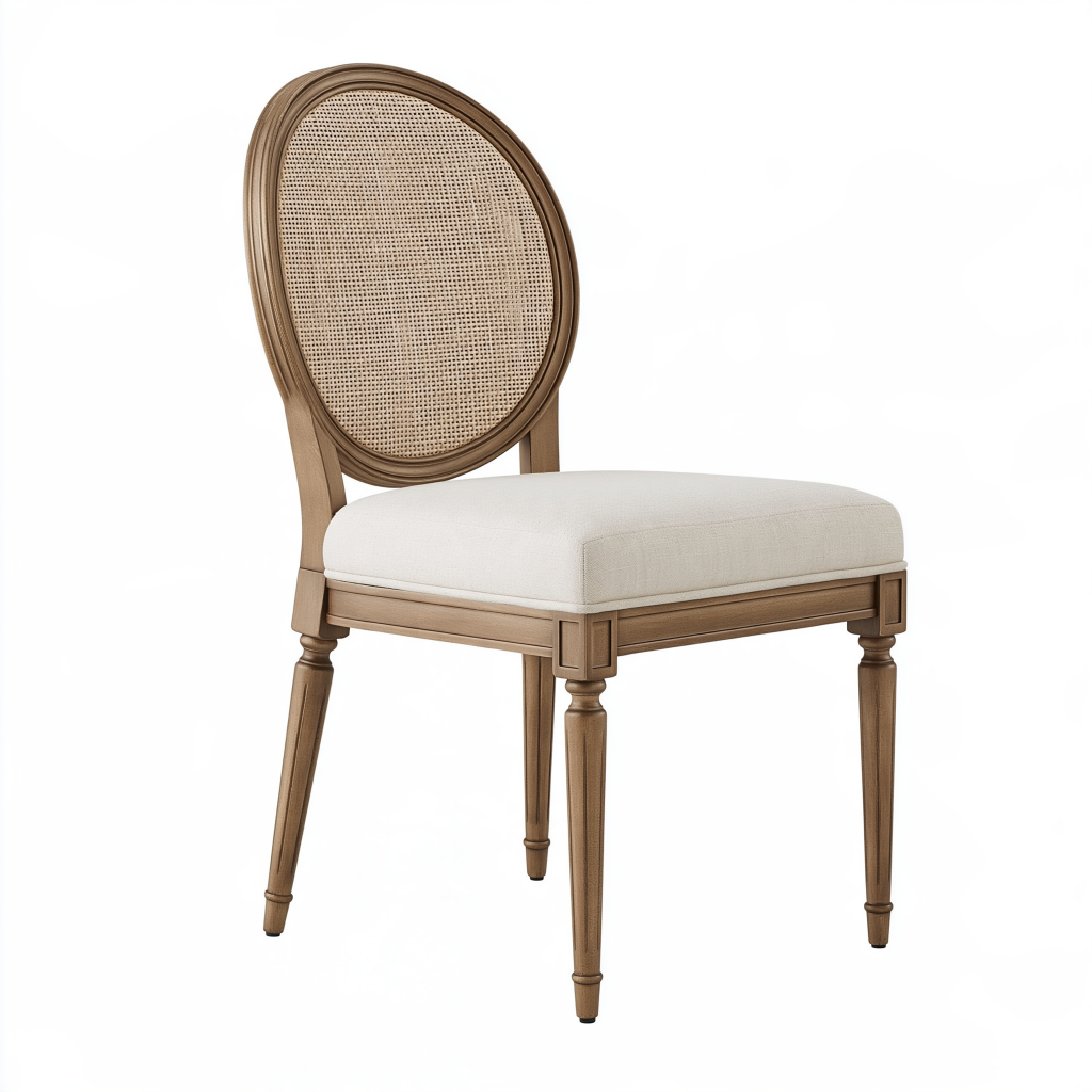 Chaise de salle à manger 50 x 55 x 100 cm en bois marron avec cannage beige style classique