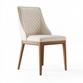 Chaise de salle à manger 52 x 61 x 88 cm en tissu beige avec pieds en bois style contemporain