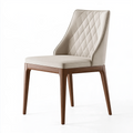 Chaise de salle à manger 52 x 60 x 88 cm beige en textile et bois style contemporain matelassé