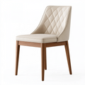 Chaise de salle à manger 52 x 60 x 90 cm en revêtement synthétique beige avec pieds en bois matelassée