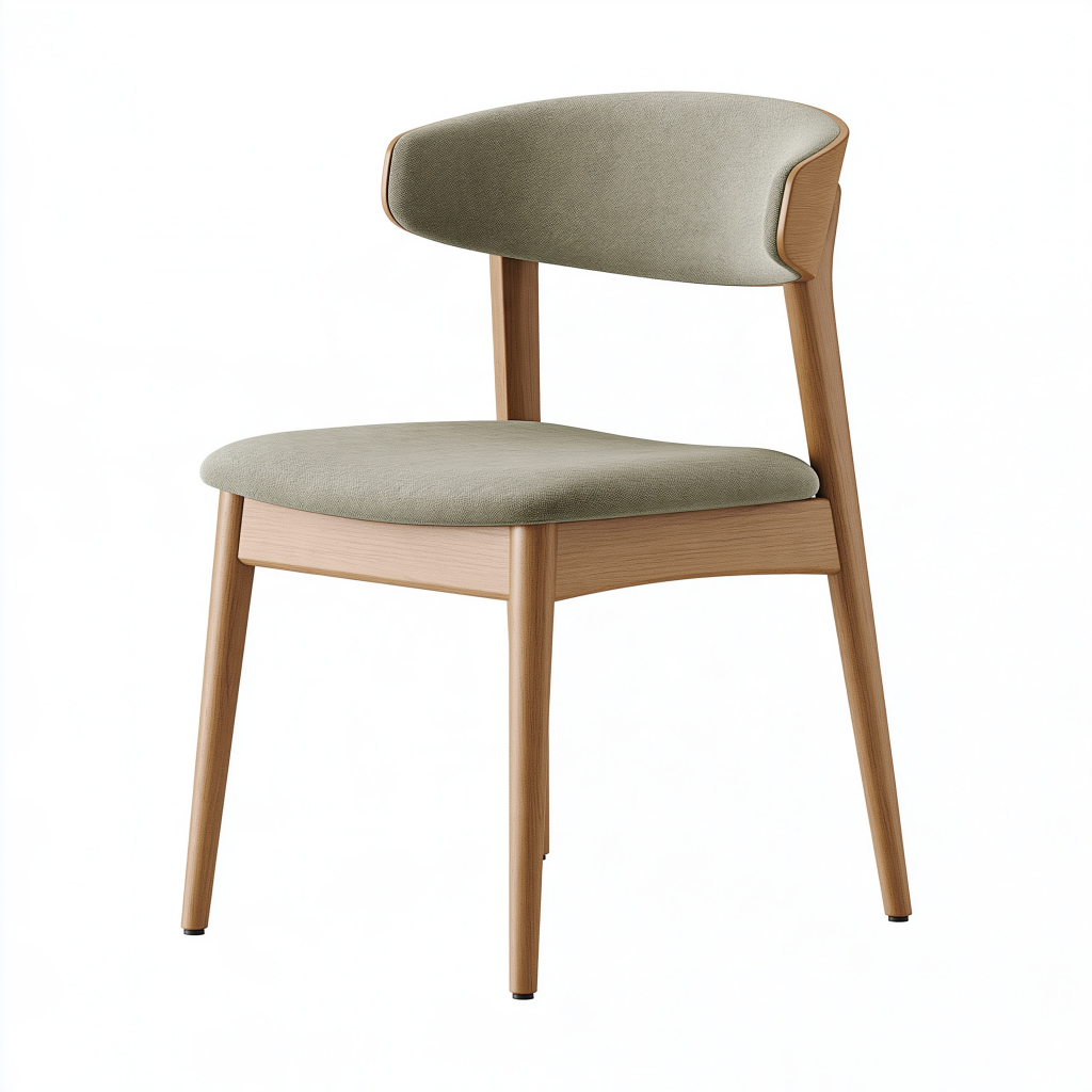 Chaise de salle à manger 52 x 56 x 78 cm en bois et tissu vert style contemporain
