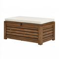 Banc de rangement 120 x 55 x 55 cm en bois brun avec assise rembourrée pour extérieur
