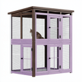 Enclos pour chat 112 x 75 x 180 cm en bois et maille métallique violet marron à deux niveaux