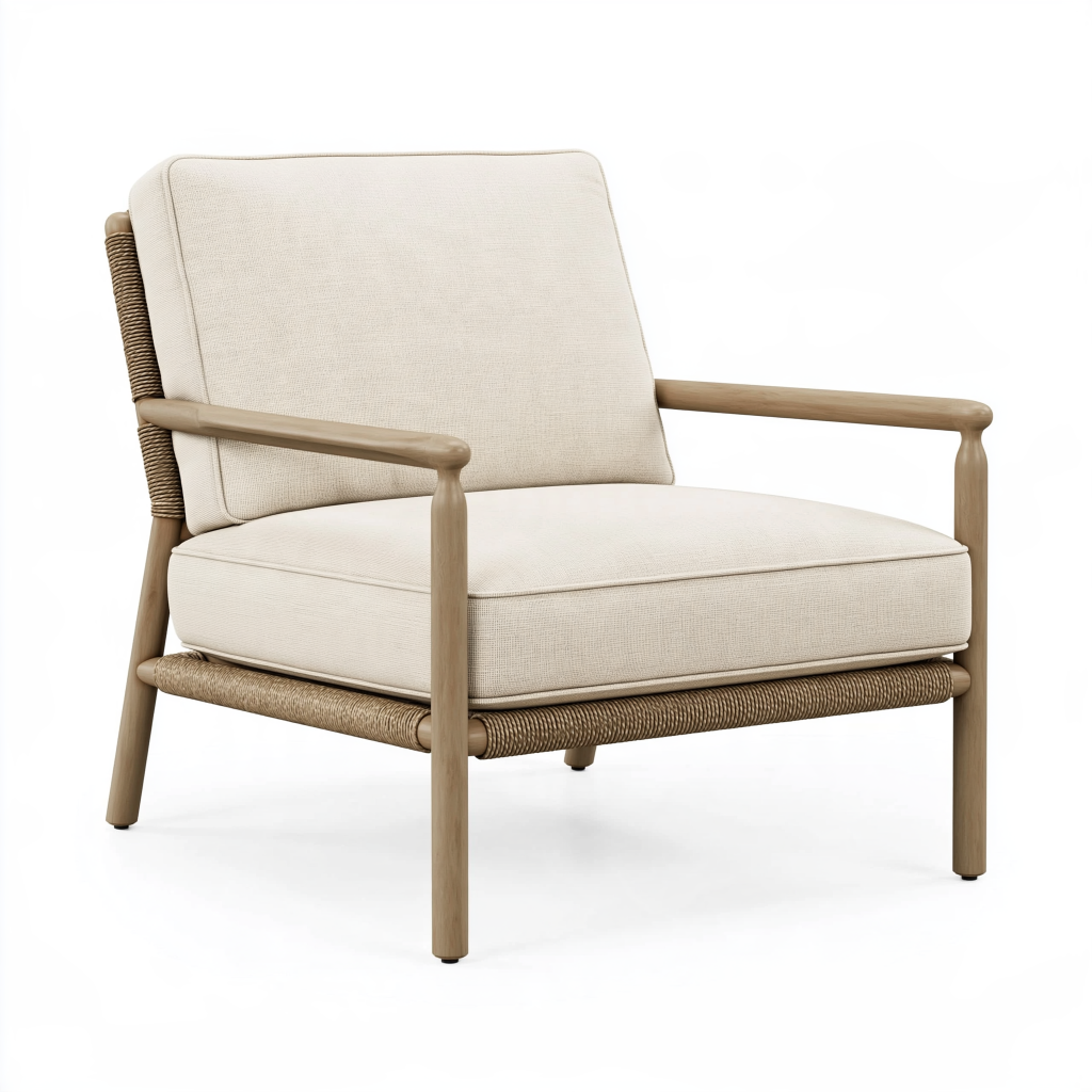 Fauteuil 76 x 78 x 83 cm en bois beige tressé style naturel