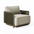 Fauteuil 85 x 85 x 78 cm en tissu beige et cordage vert style contemporain
