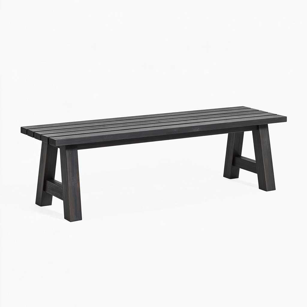 Banc 180 x 35 x 45 cm en bois noir style rustique pour intérieur
