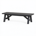 Banc de jardin 180 x 40 x 45 cm en bois noir à lattes style contemporain