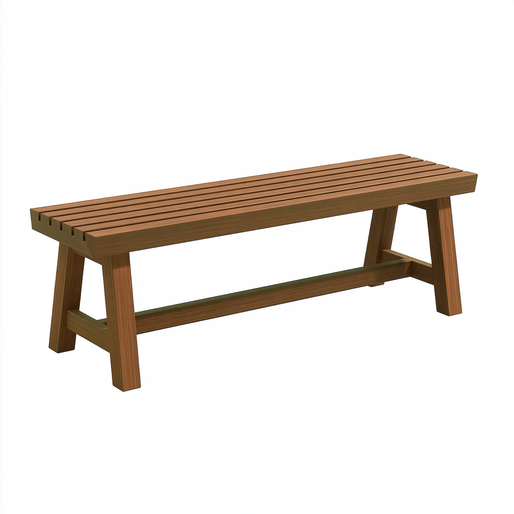 Banc de jardin 120 x 35 x 45 cm en bois marron à lattes style contemporain