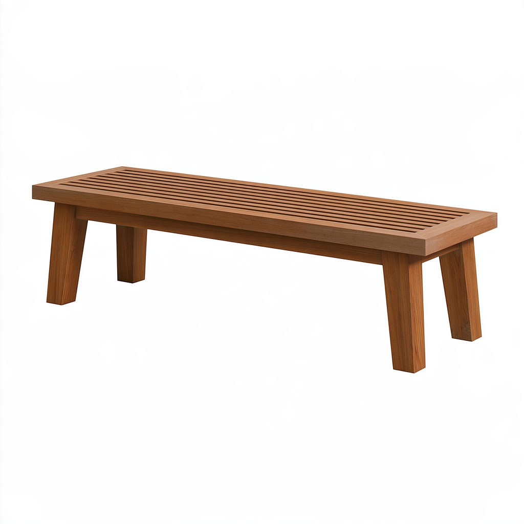 Banc de jardin 140 x 40 x 45 cm en bois brun à lattes style contemporain